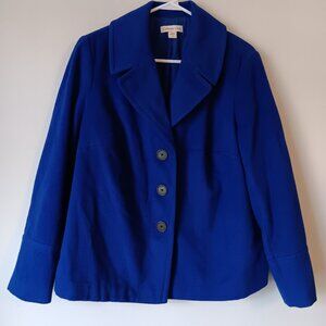 Wool Blend Coldwater Creek Pea Coat Size 16 Dark Royal Blue